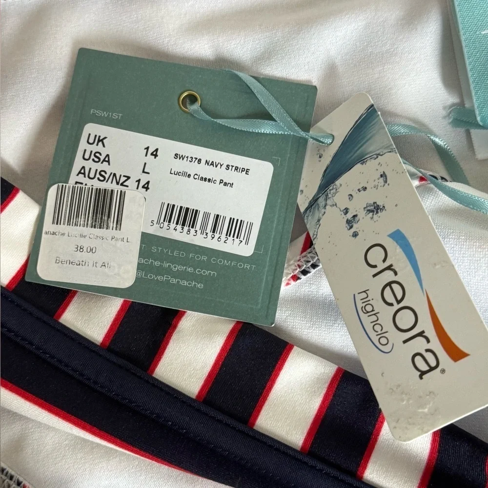 Panache Swim Size L Navy Stripe Lucille Classic Pant